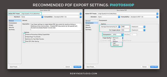 Optimal Photoshop PDF Export Settings